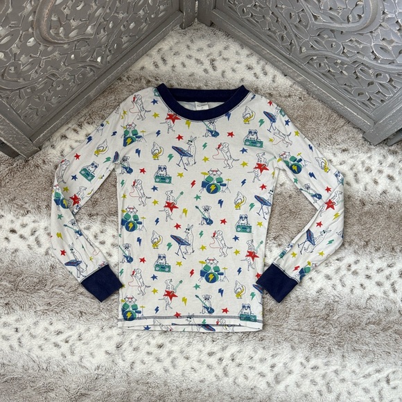 Mini Boden long sleeve shirt boys size 9 animals rock and roll pajama top fall - Picture 1 of 10